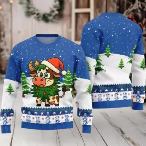 2025 Christmas Adorable Santa Cow Ugly Christmas Sweater 2025 Christmas Adorable Santa Cow Ugly Christmas Sweater