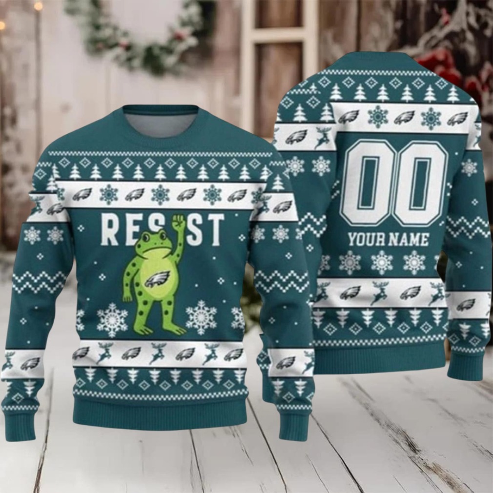 2025 Christmas Philadelphia Eagles Portland Frog Resist Ugly Christmas Sweater Men Women For Sale