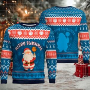 2026 Christmas Merry Swishmas Basketball Ugly Sweater Men Women For Sale