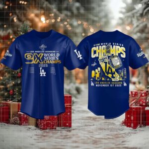 9 Time 2025 Los Angeles Dodgers World Series Champs Jersey