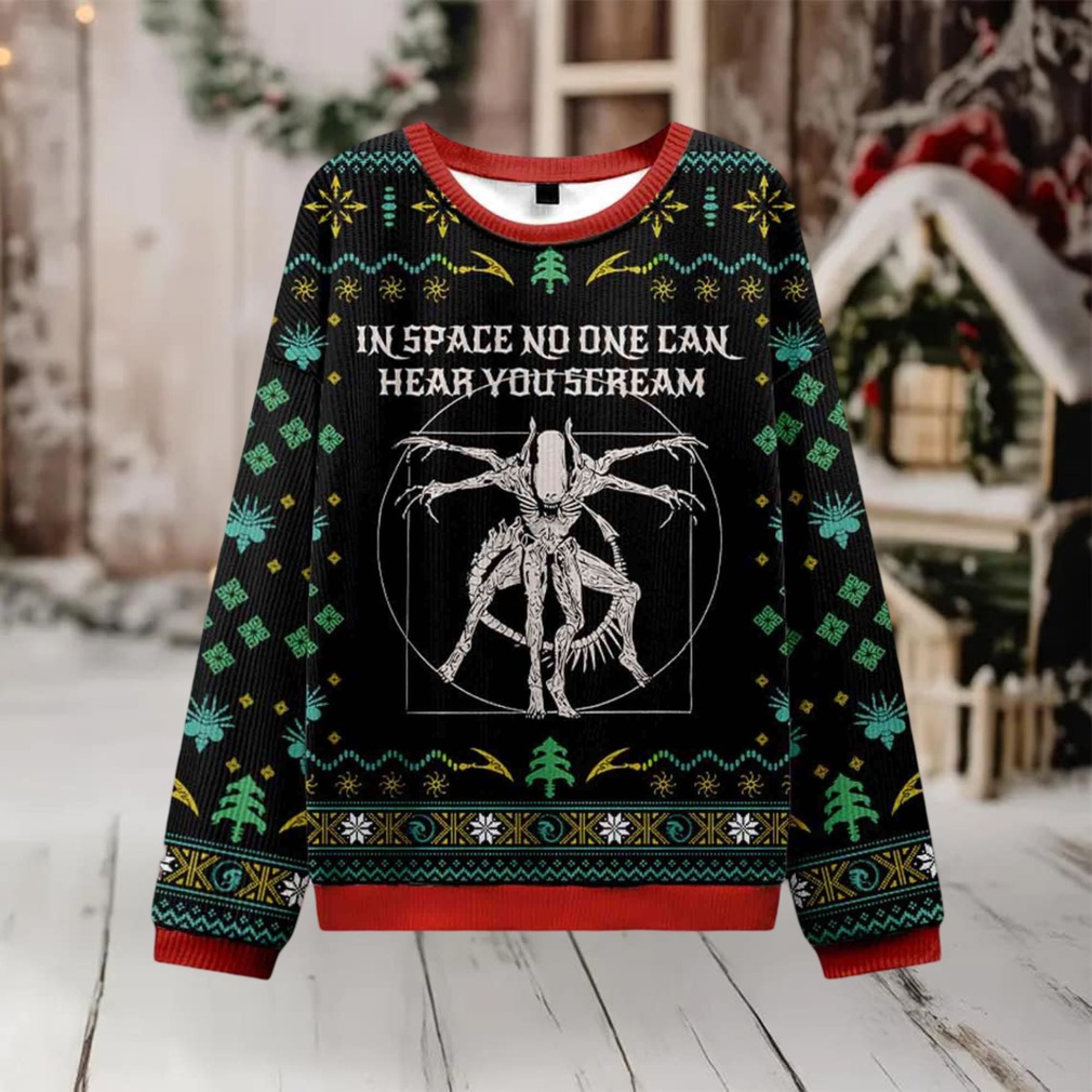 Person confidently wearing Alien Ugly Sweatshirt