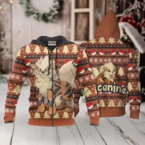 Arcanine Ugly Christmas Sweater Anime Pokemon 1k717 Fan Gift Stylist Unisex Cartoon Graphic Outfits Aop 3d Hoodie, (1)