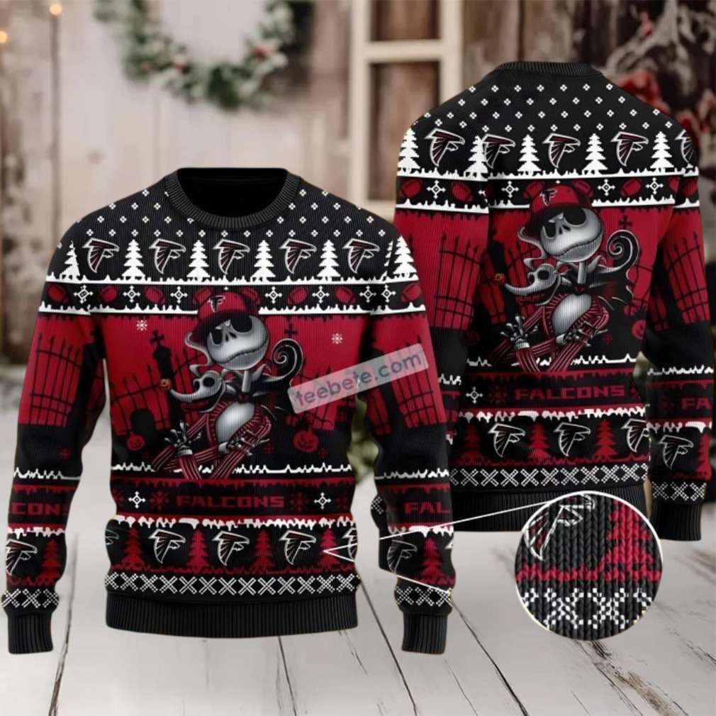 Atlanta Falcons Jack Skellington Ugly Christmas Sweater Red Black Atlanta Falcons Jack Skellington Ugly Christmas Sweater Red Black