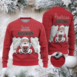 Austria Christmas Ugly Christmas Sweater Santa Is Favorite Austrian