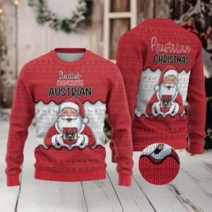 Austria Christmas Ugly Christmas Sweater Santa Is Favorite Austrian