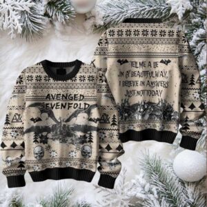 Avenged Sevenfold Tell Me A Lie In A Beautiful Way I Believe In Answers Just Not Today Knitted Jumper Ugly Sweater Avenged Sevenfold Tell Me A Lie In A Beautiful Way I Believe In Answers Just Not Today Knitted Jumper Ugly Sweater