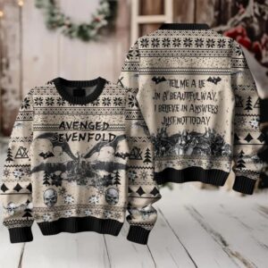 Avenged Sevenfold Tell Me A Lie In A Beautiful Way I Believe In Answers Just Not Today Knitted Jumper Ugly Sweater