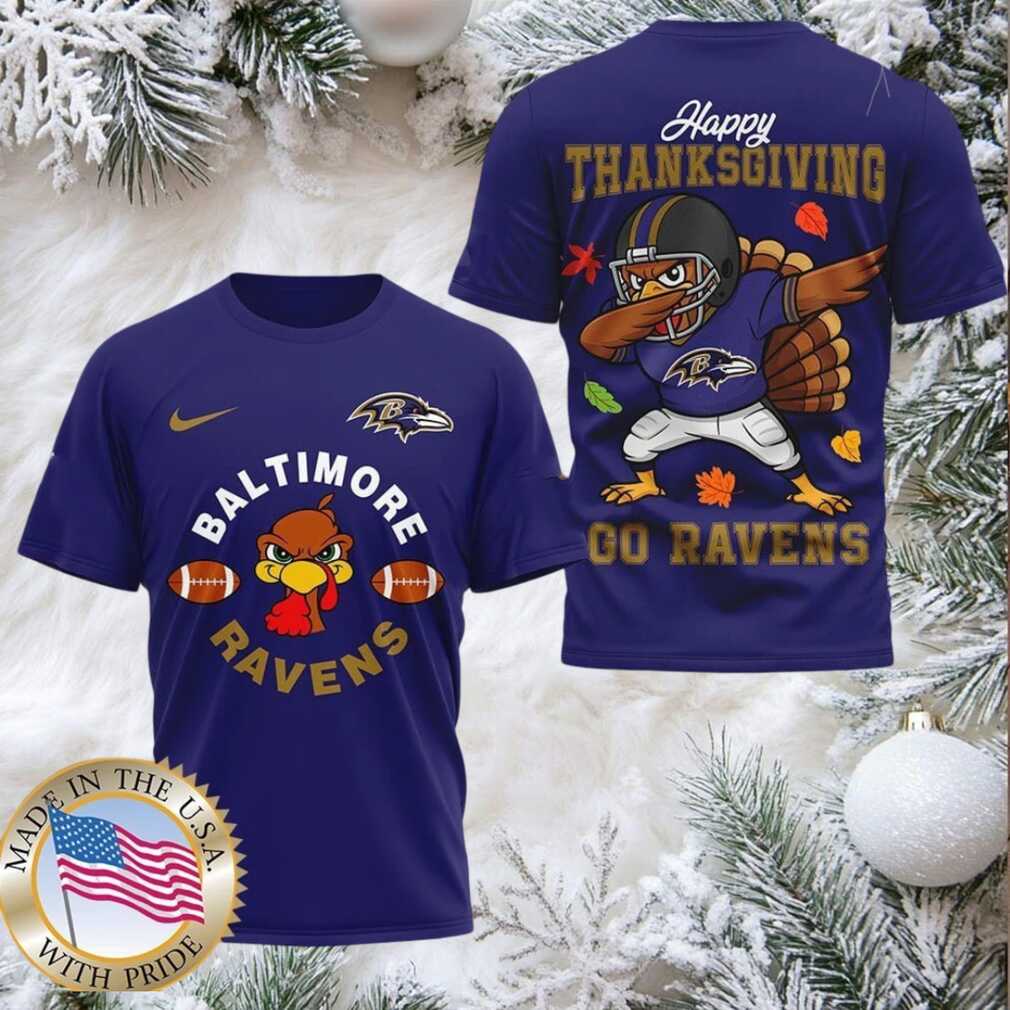 Baltimore Ravens NFL Turkey Game Happy Thanksgiving Shirt back design