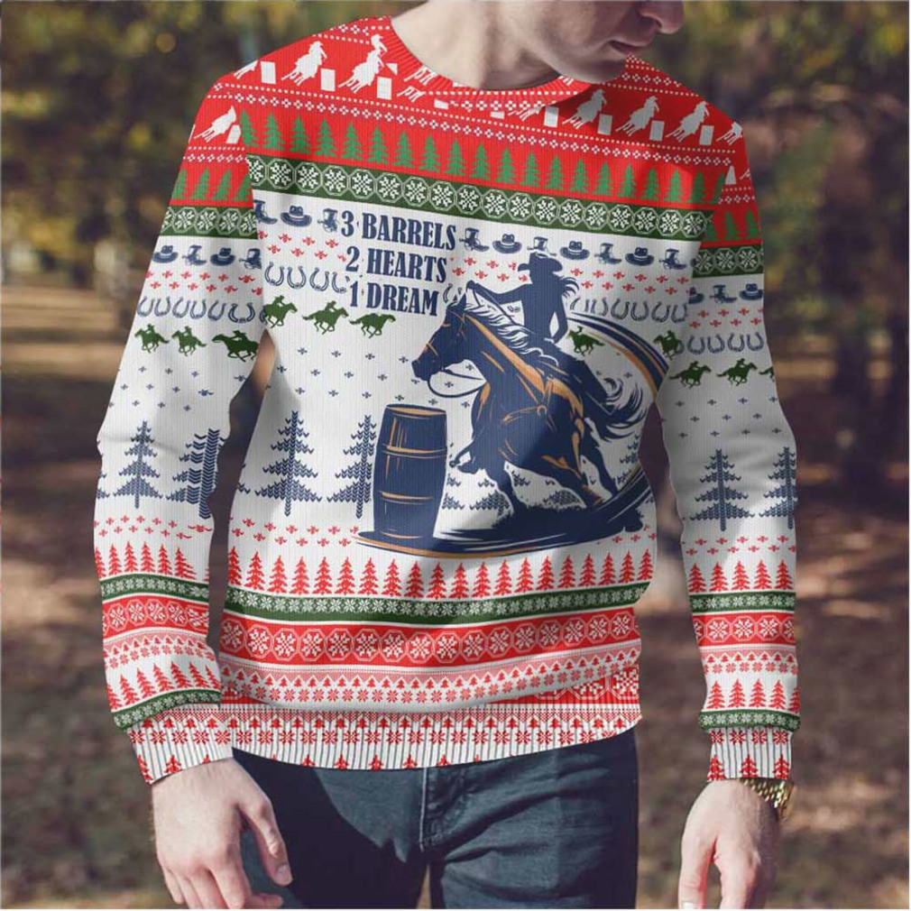 Barrel Racing Christmas Ugly Christmas Sweater with festive barrel racing and holiday patterns