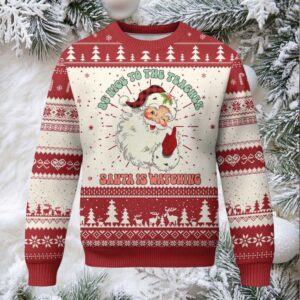 Be Nice To The Teacher Santa Is Watching Retro Groovy Christmas Ugly Christmas Sweater