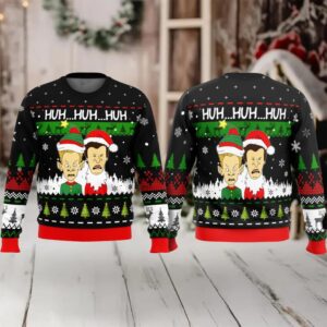 Beavis and Butthead Huh Huh Ugly Christmas Sweater