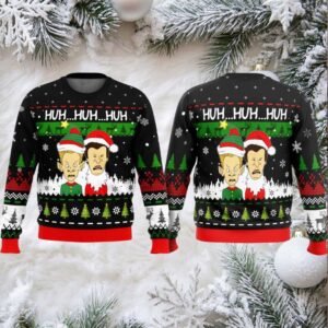 Beavis and Butthead Huh Huh Ugly Christmas Sweater