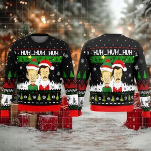Beavis and Butthead Huh Huh Ugly Christmas Sweater