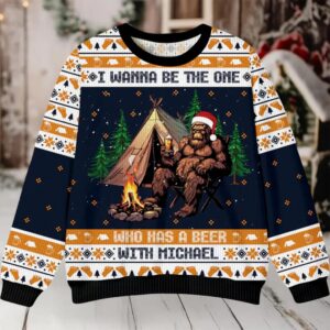 Bigfoot Wanna Have Beer Custom Ugly Christmas Sweater