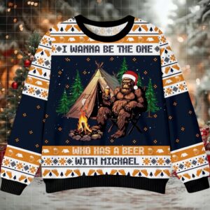 Bigfoot Wanna Have Beer Custom Ugly Christmas Sweater
