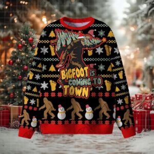 Bigfoot is Coming to Town Ugly Sweatshirts