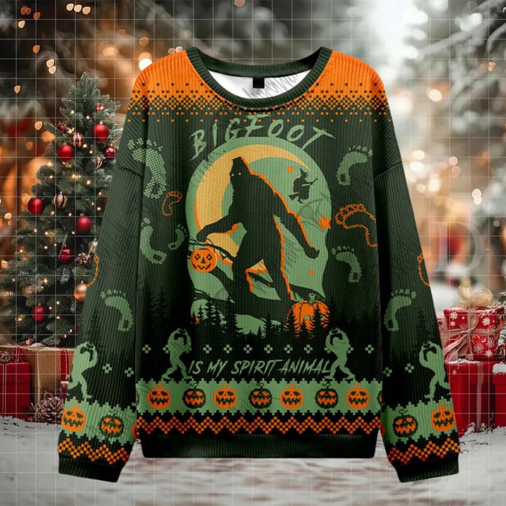 Bigfoot is My Spirit Animal Ugly Sweatshirt front view