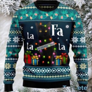 Black Cat Dad Falalala Ugly Christmas Sweater Ladies Black Cat Dad Falalala Ugly Christmas Sweater Ladies