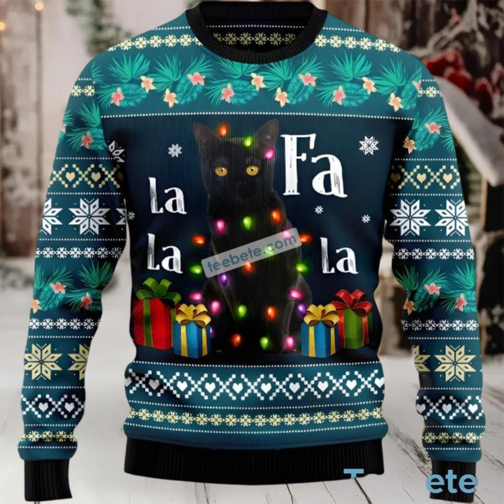 Black Cat Dad Falalala Ugly Christmas Sweater Ladies Black Cat Dad Falalala Ugly Christmas Sweater Ladies