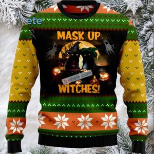 Black Cat Dad Mask Up Witches Ugliest Ugly Christmas Sweaters Black Cat Dad Mask Up Witches Ugliest Ugly Christmas Sweaters