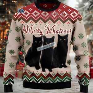 Black Cat Dad Merry Whatever Mens Ugly Christmas Sweater