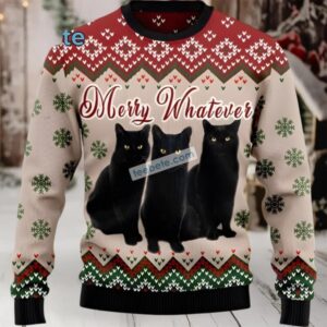 Black Cat Dad Merry Whatever Mens Ugly Christmas Sweater