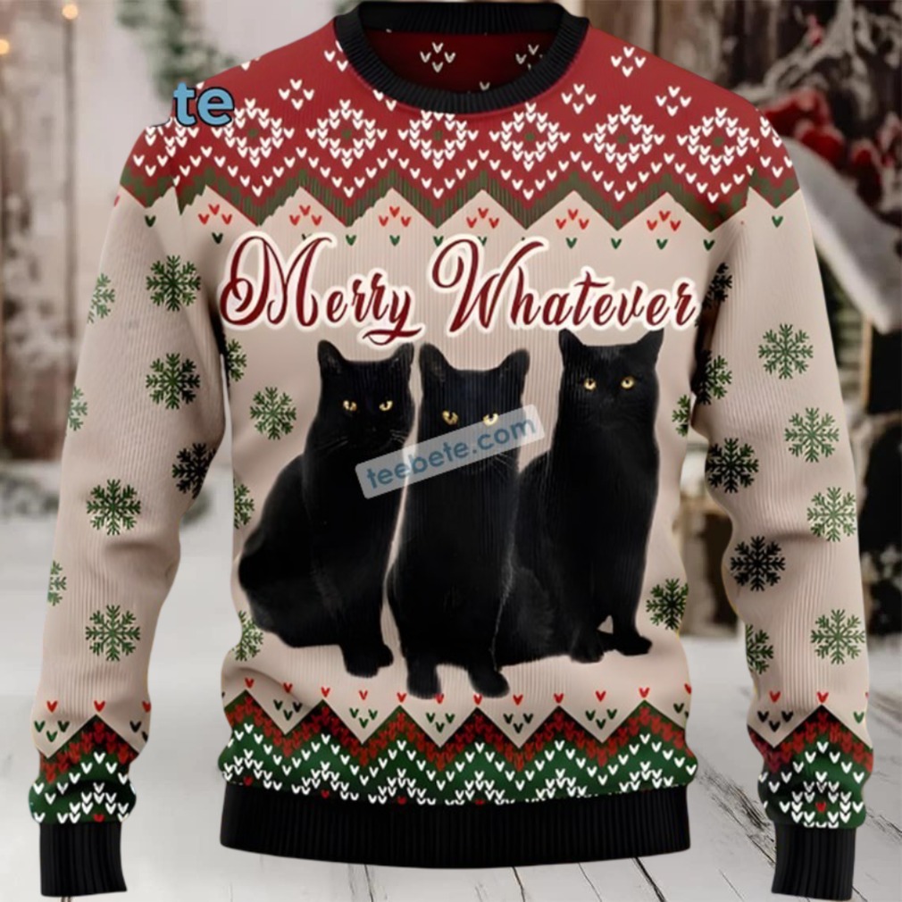 Black Cat Dad Merry Whatever Mens Ugly Christmas Sweater Black Cat Dad Merry Whatever Mens Ugly Christmas Sweater