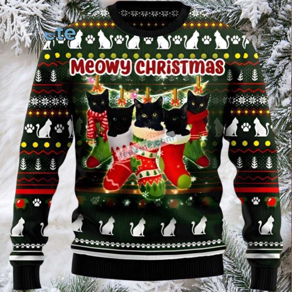 Black Cat Dad Socks Meowy Christmas Best Ugly Xmas Sweaters