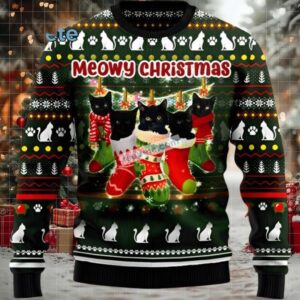 Black Cat Dad Socks Meowy Christmas Best Ugly Xmas Sweaters