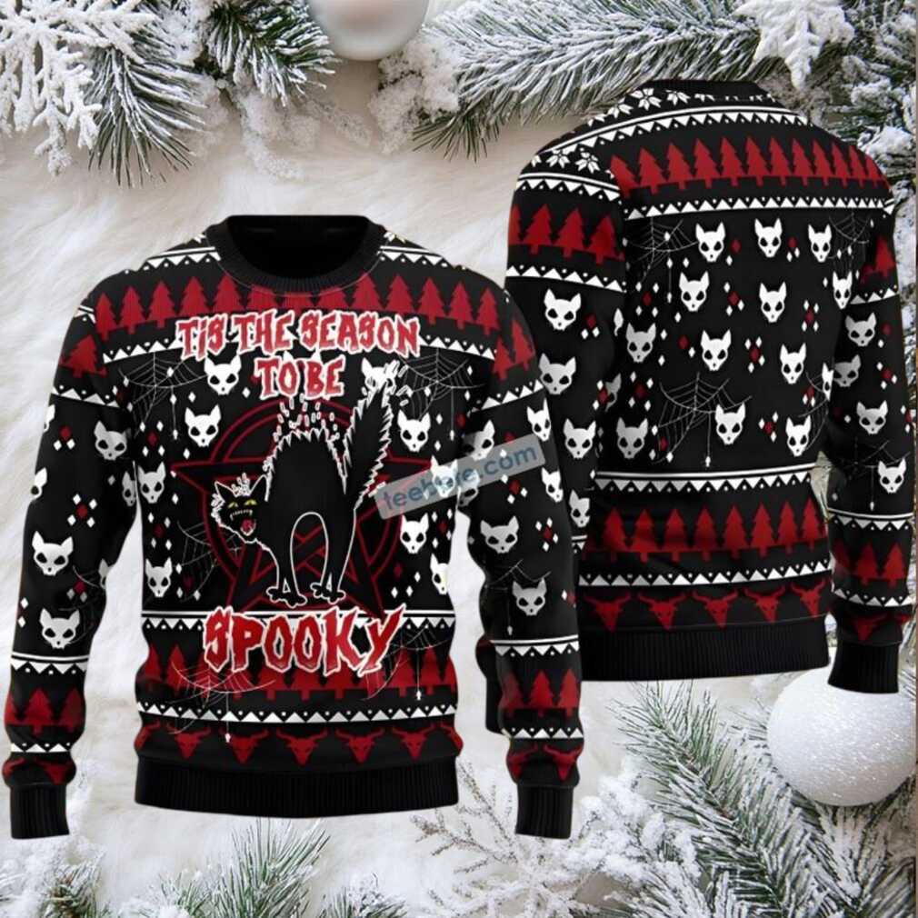 Black Cat Dad Spooky Halloween Christmas Vacation Ugly Sweater