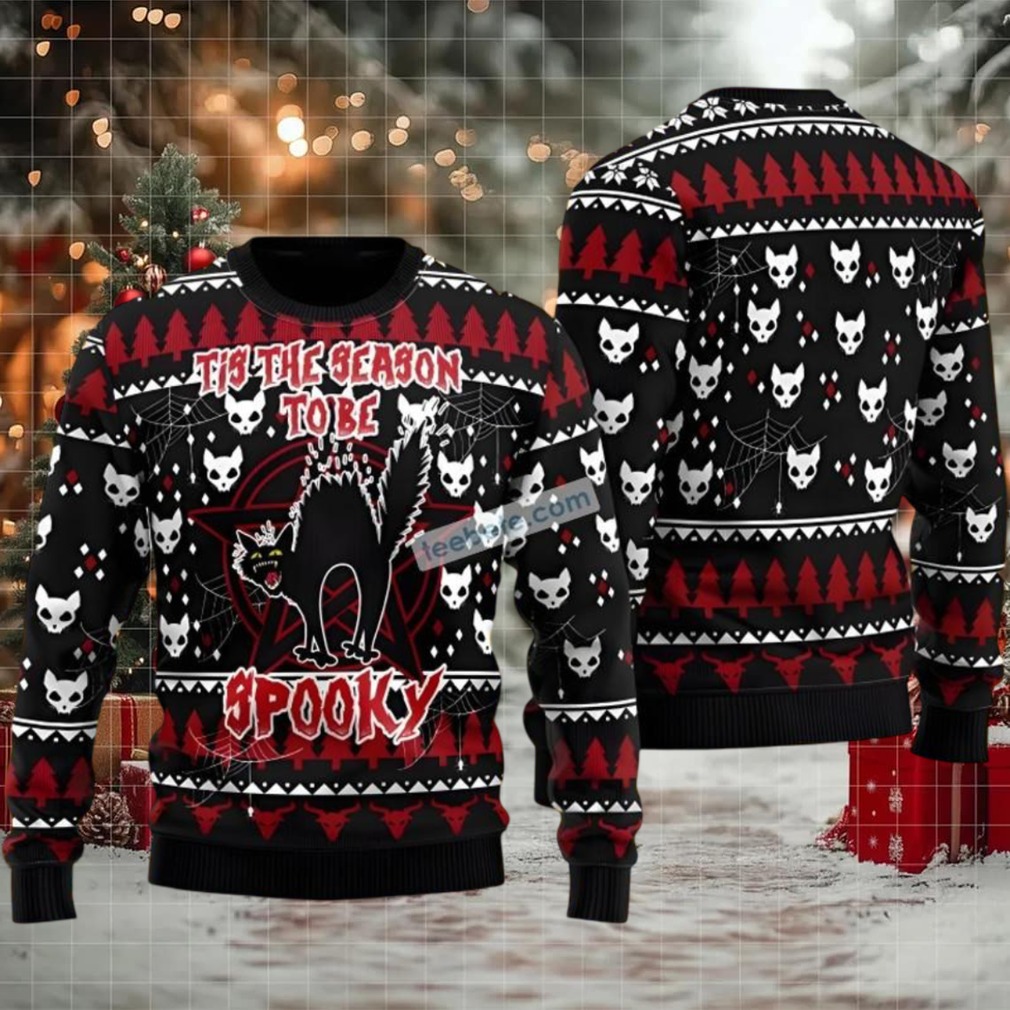 Black Cat Dad Spooky Halloween Christmas Vacation Ugly Sweater