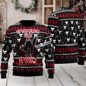 Black Cat Dad Spooky Halloween Christmas Vacation Ugly Sweater