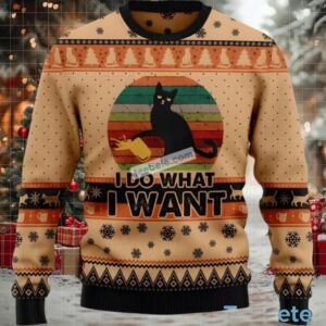 Black Cat I Do What I Want Ugly Sweater Party