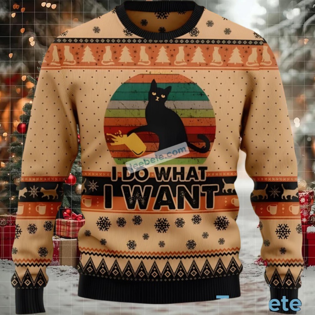 Black Cat I Do What I Want Ugly Sweater Party