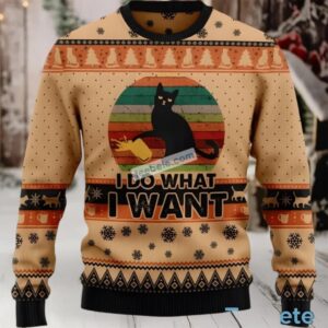 Black Cat I Do What I Want Ugly Sweater Party