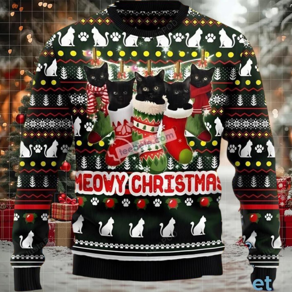 Black Cat Meowy Christmas Crazy Ugly Sweaters Black Cat Meowy Christmas Crazy Ugly Sweaters