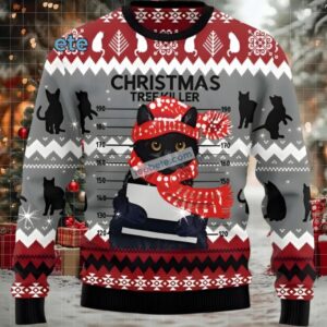 Black Cat Mom Christmas Tree Killer Ugly Sweater