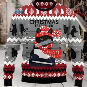 Black Cat Mom Christmas Tree Killer Ugly Sweater