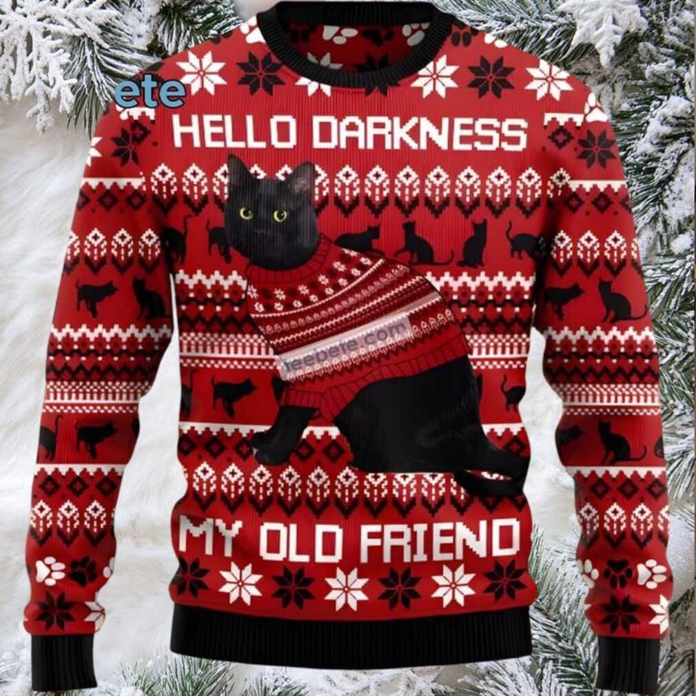 Black Cat Mom Hello Darkness Funny Ugly Christmas Sweater