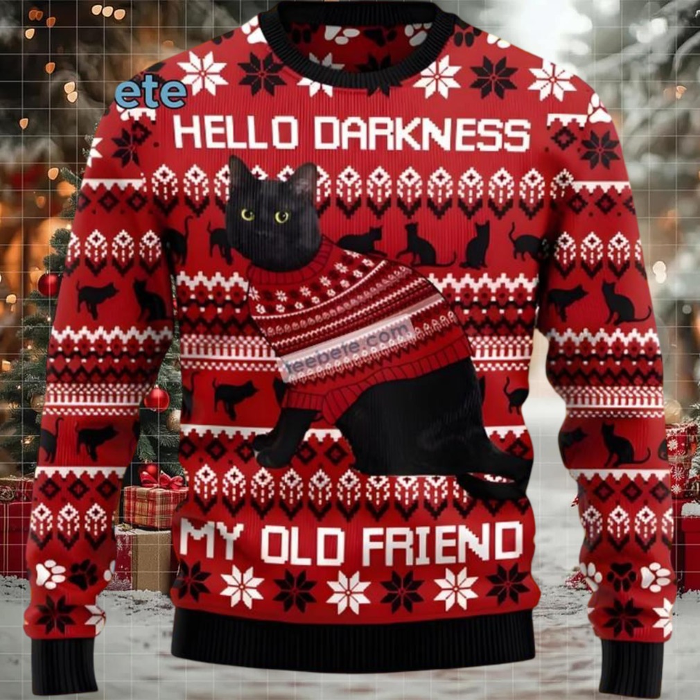Black Cat Mom Hello Darkness Funny Ugly Christmas Sweater