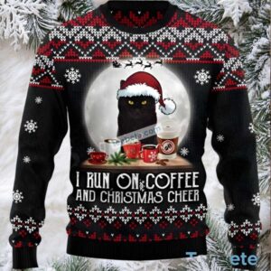 Black Cat Mom I Run On Coffee Naughty Ugly Christmas Sweaters Black Cat Mom I Run On Coffee Naughty Ugly Christmas Sweaters