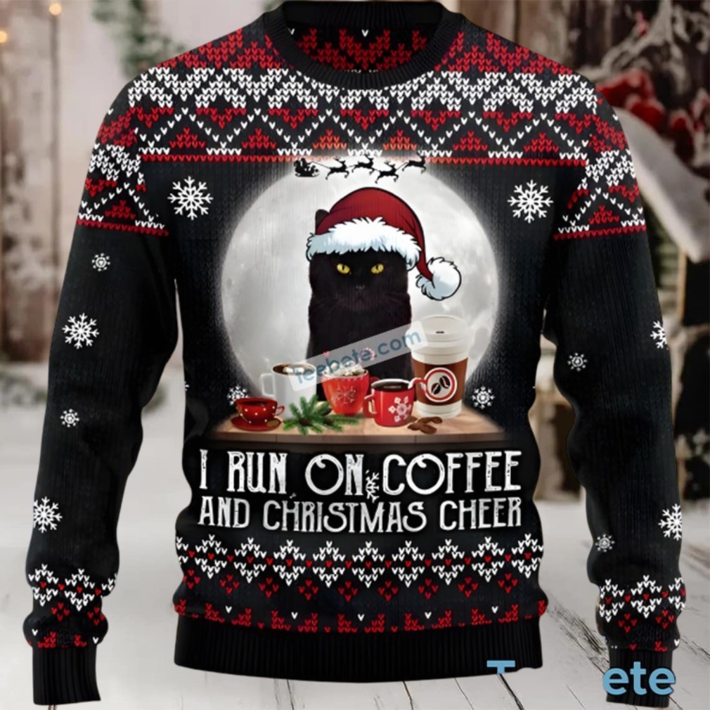 Black Cat Mom I Run On Coffee Naughty Ugly Christmas Sweaters Black Cat Mom I Run On Coffee Naughty Ugly Christmas Sweaters
