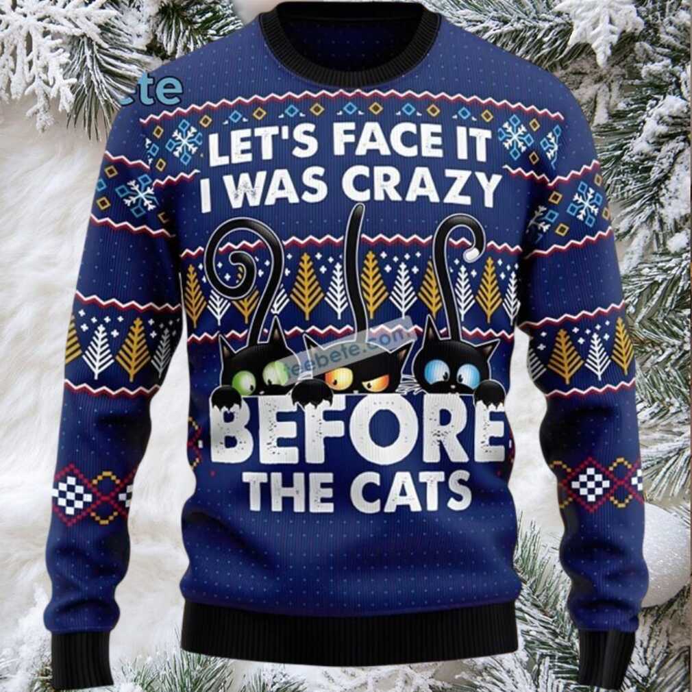 Black Cat Mom Lets Go Crazy Family Xmas Ugly Sweaters