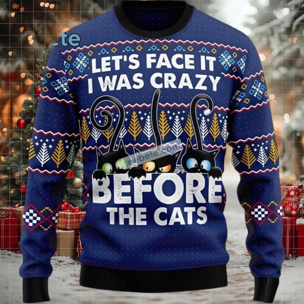 Black Cat Mom Lets Go Crazy Family Xmas Ugly Sweaters