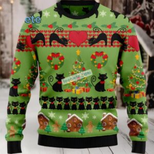 Black Cat Mom Love Most Ugly Christmas Sweater