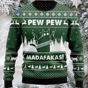 Black Cat Mom Pew Madafakas Family Ugly Christmas Sweaters Black Cat Mom Pew Madafakas Family Ugly Christmas Sweaters