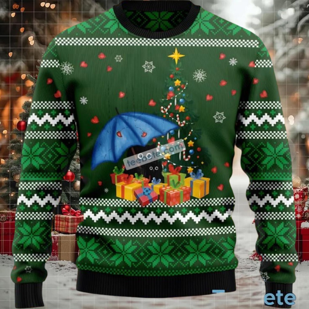 Black Cat Mom Rain With Love Ugly Xmas Sweater Party