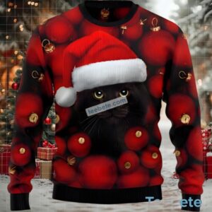 Black Cat Mom Santa Family Ugly Christmas Sweaters