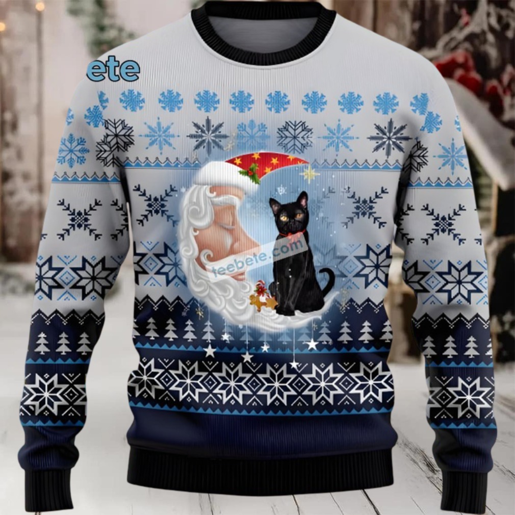 Black Cat Mom Santa Moon Xmas Ugly Sweaters Ladies Black Cat Mom Santa Moon Xmas Ugly Sweaters Ladies