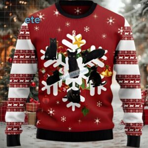 Black Cat Mom Snowflake Most Ugly Christmas Sweater
